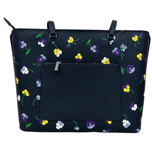 Kate Spade Perfect Large Top Zip Tote Bag Blazer Blue Pansy Toss Dahlia Floral - Picture 4 of 6